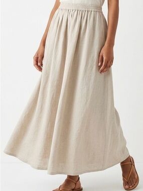 COUNTRY ROAD 100% Organically Grown Linen Maxi Skirt in Natural Stone M